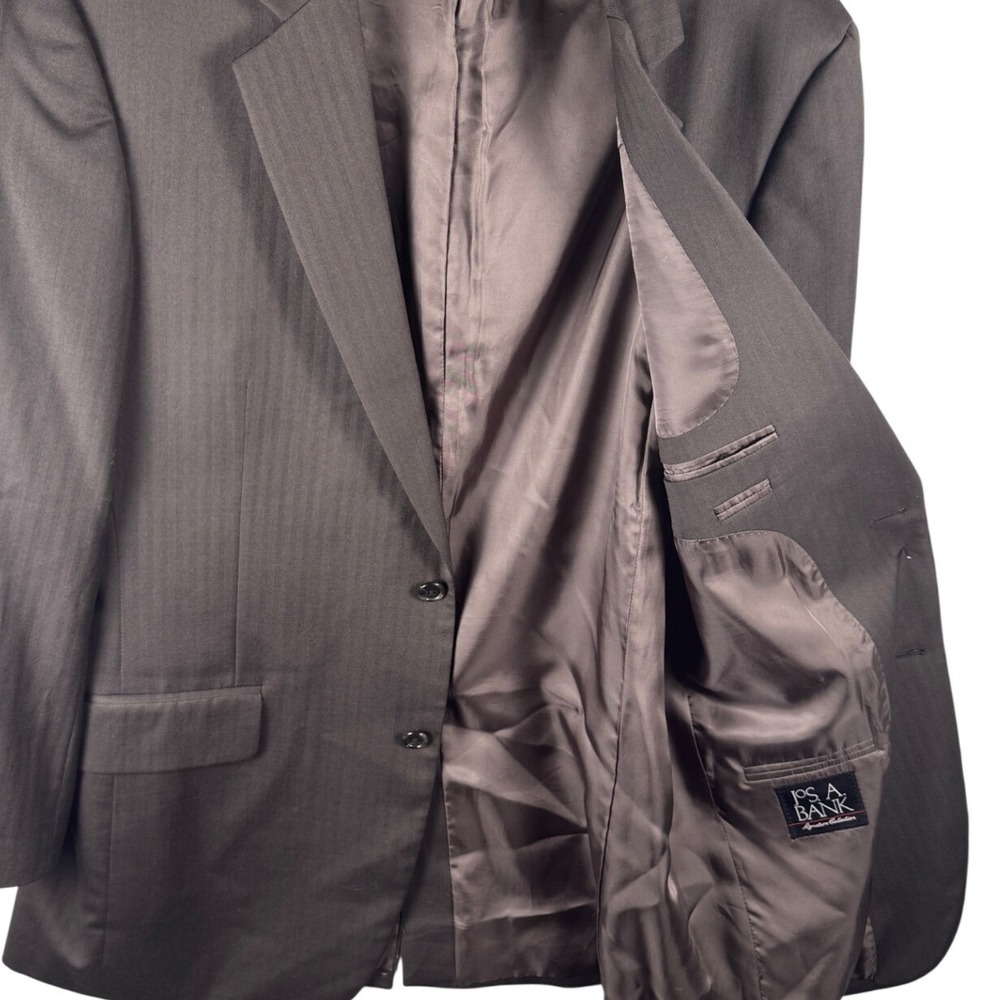 Jos. A. Bank 42L Mens Signature Collection Brown Herringbone 100% Wool Blazer